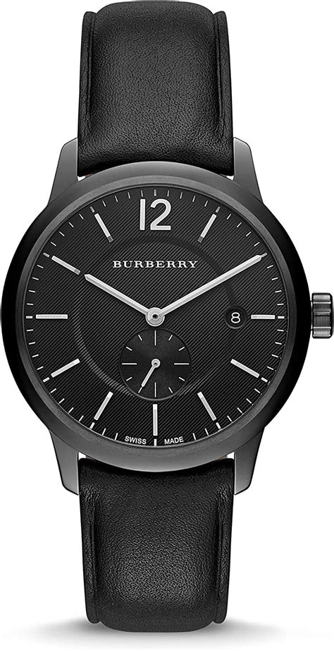 Burberry Men's Black Leather Strap Watch 40mm BU10003